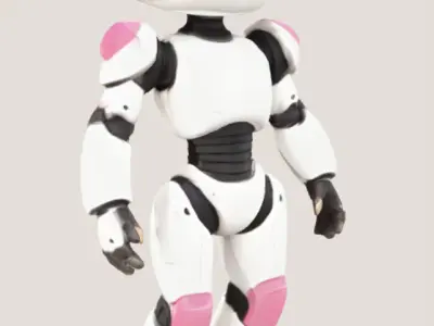 Cartoon Female Robot Character - Stylized 3D Model in T-Pose Low-poly 3D model