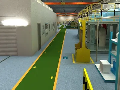 Factory Interior Scene and Equipment  3D model