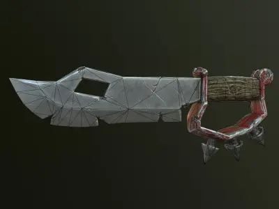 Old damaged Ork knife Low-poly 3D model