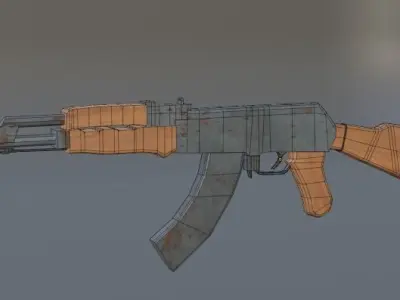AK47 weapon Low Poly  Low-poly 3D model