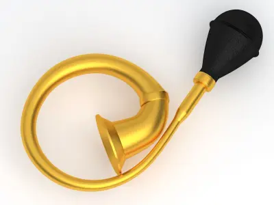 Vintage Vehicle Horn Gold 02 3D model