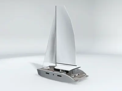 Catamaran Sail Boat LOWEST Low-poly 3D model