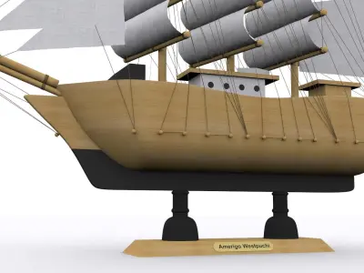 Ship model wooden sailing 3D model