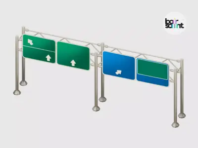 Modular Road sign Stylized Roadside 3D Asset Pack Low-poly 3D model