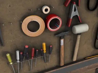 tool wall Low-poly 3D model