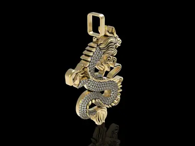 Antique Dragon Diamond Pendant 3D print model