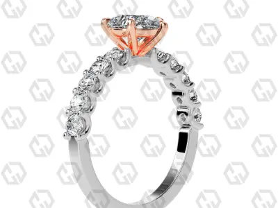 Ring 97 Pear Shape prong set round on shank with Gems 3D print model