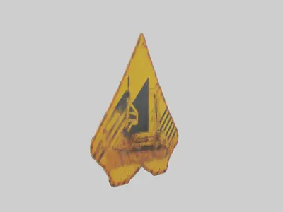 Heavy Machinery Warning Sign model Low-poly 3D model