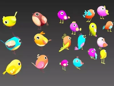 Cartoon Bird  Low-poly 3D model