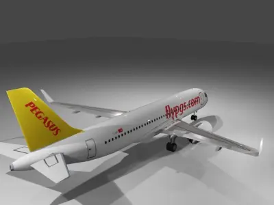 Pegasus airlines airbus a320neo low poly 3d model and cockpit Low-poly 3D model