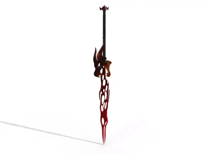 Dragon Flame Sword Low Poly Low-poly 3D model