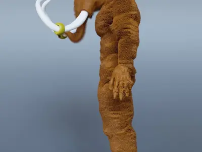 Mammoth with mascot human body 3D model