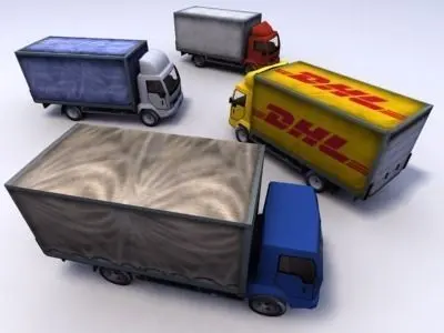 Truck Collection three dhl trucks Low-poly 3D model