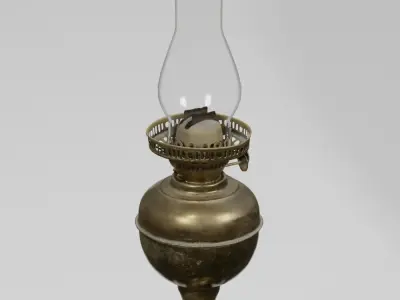 Brass Oil Lamp Victorian photogrammetry scan PBR 4K textures Low-poly 3D model