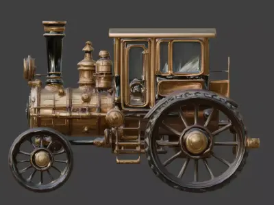 Steampunk Industrial Heavy Tractor 3D Model Low-poly 3D model