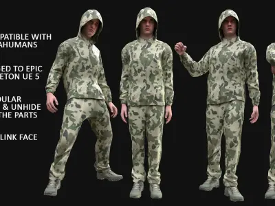 Man - Military Uniform 3 - Modular - Rigged Low-poly 3D model