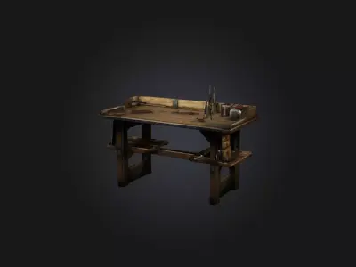 Realistic Crafting Table Model Low-poly 3D model