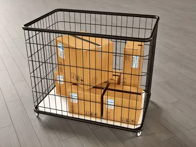 Industrial Goods Transport Trolley 3D model 3D model