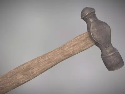 Ball Peen Hammer PBR  Free 3D model