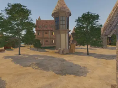 Coastal Village Scene 3D model
