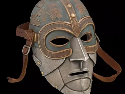 Ancient Warrior Mask  Bronze Steel 3D model