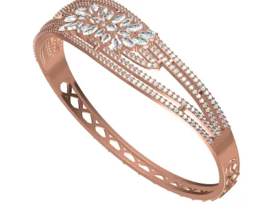 Antique Floral Diamond Bracelet 3D print model