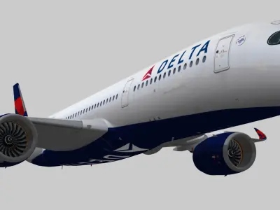 Airbus A350-900 XWB Delta airlnes Ext 1 Low-poly 3D model