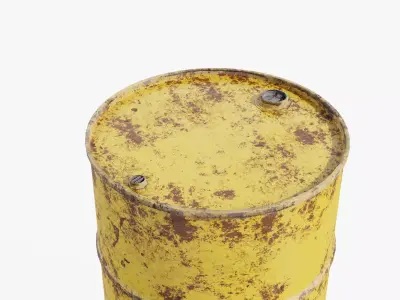 Steel Barrel - Yellow - Rusted 3D model