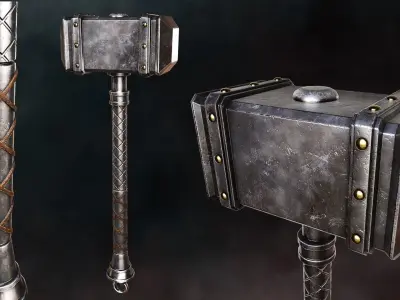 Battle Hammer Low-poly 3D model