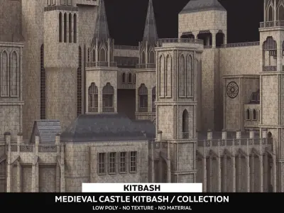 Medieval Castle Low-poly 3D model 6