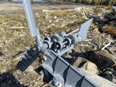 HORIZONTAL PORTABLE 3D PRINTED WIND TURBINE 15-20 WATTS Free 3D model