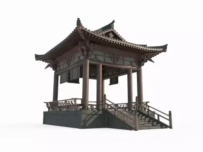 Asian ancient architectural landscape pavilion 3D model