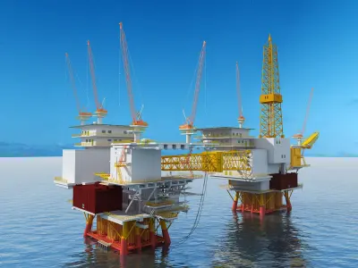 Offshore drilling platform-oil drilling 3D model