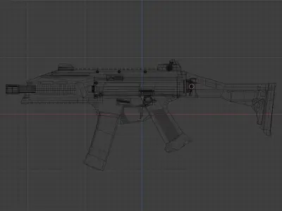 Machine Gun GNB HPA CZ Scorpion EVO 3 A1 - Two Types  Low-poly 3D model