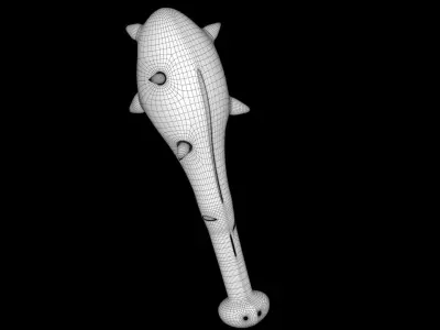 weapon wooden sword with spikes Low-poly 3D model