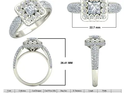 100 Solitaire ring 3dm with 3-4 rendered images  part-2 3D print model