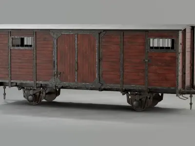 Wooden Freight Wagon 3D model