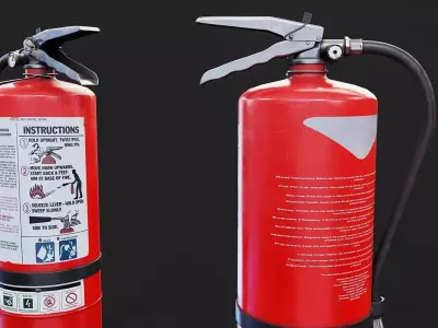 Fire Extinguisher and Alarm 3D Set Low-poly 3D model