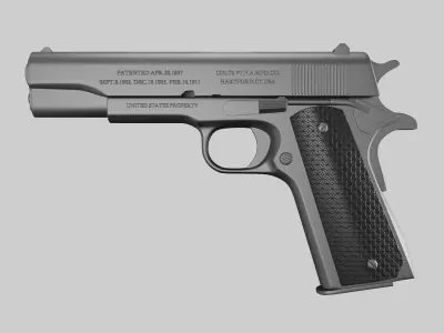 Colt M1911 Pistol Silver Low-poly 3D model