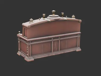 Steampunk Airship Control Console Low-poly 3D model