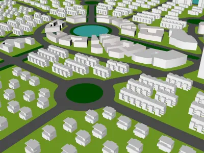 Urban highrise building  ancillary building commercial 3D model