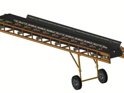 Mobile Belt Conveyor System - Movable Loading Conveyor 3D model