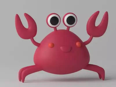 Cartoon Cute Little Crab Low-poly 3D model
