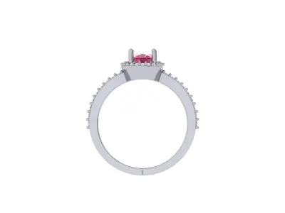 Oval Solitaire Ring 3D print model 25