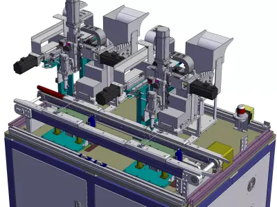 Online double-station PCB board screw machine 3D model