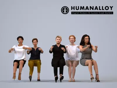 Basics0053 - A set containing 5 models of female adults driving 3D model