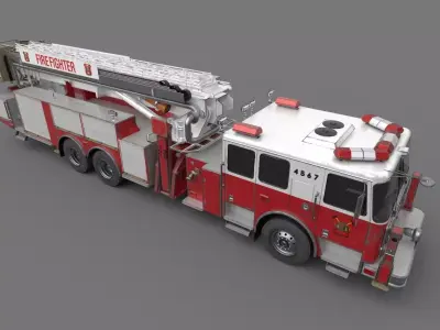 Fire Rescue Vehicle  Low-poly 3D model