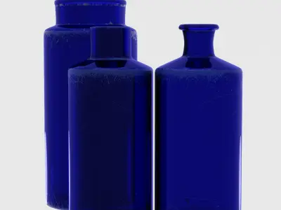 Vintage Cobalt Blue Pharmacy Bottles 3D model
