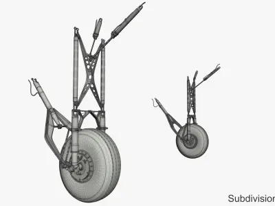 DC-3 Main Landing Gear and Propeller 3D model