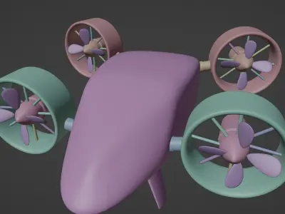 3D human carrying Dron Quadrocopter model 3D model